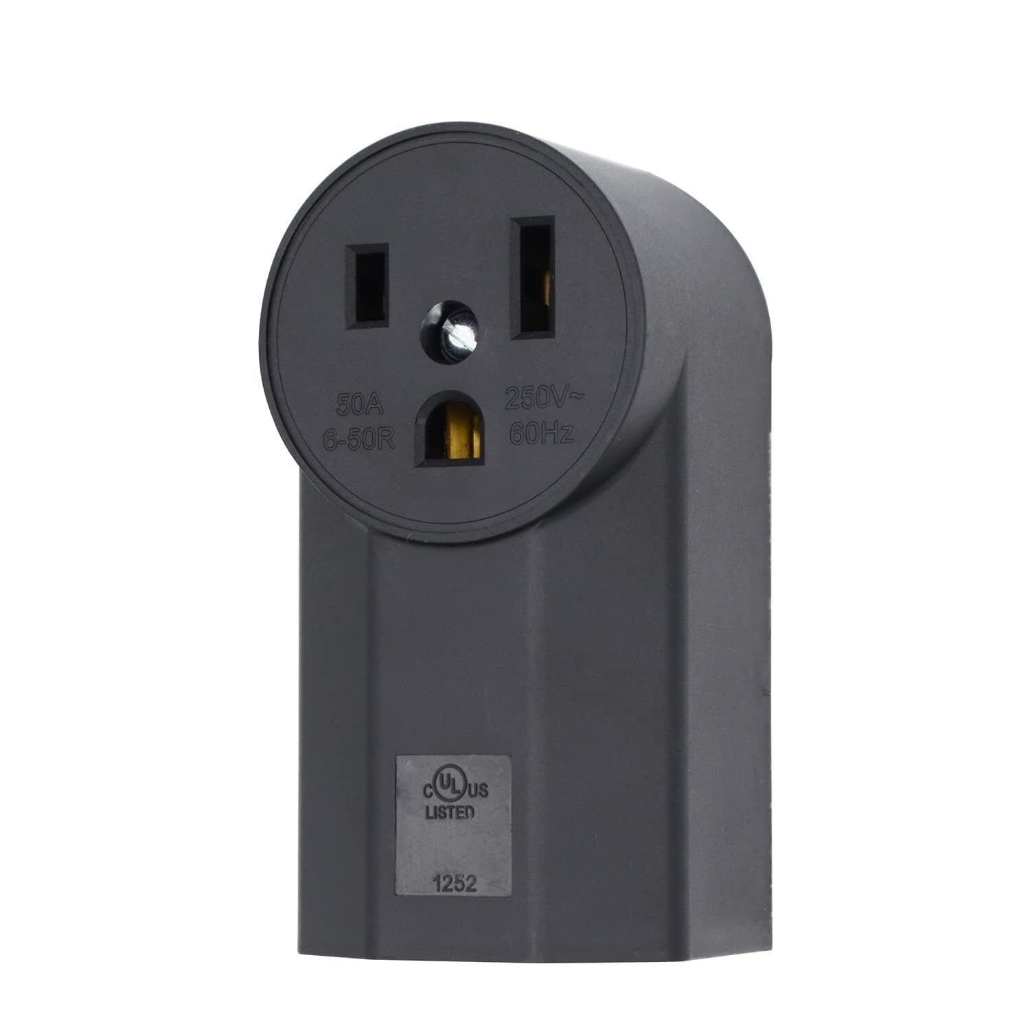 micmi Nema 6-50R Receptacle 2-Pole 3-Wire Surface Mount Power Receptacle 250V 50A UL Listed, Black (Nema 6-50R)