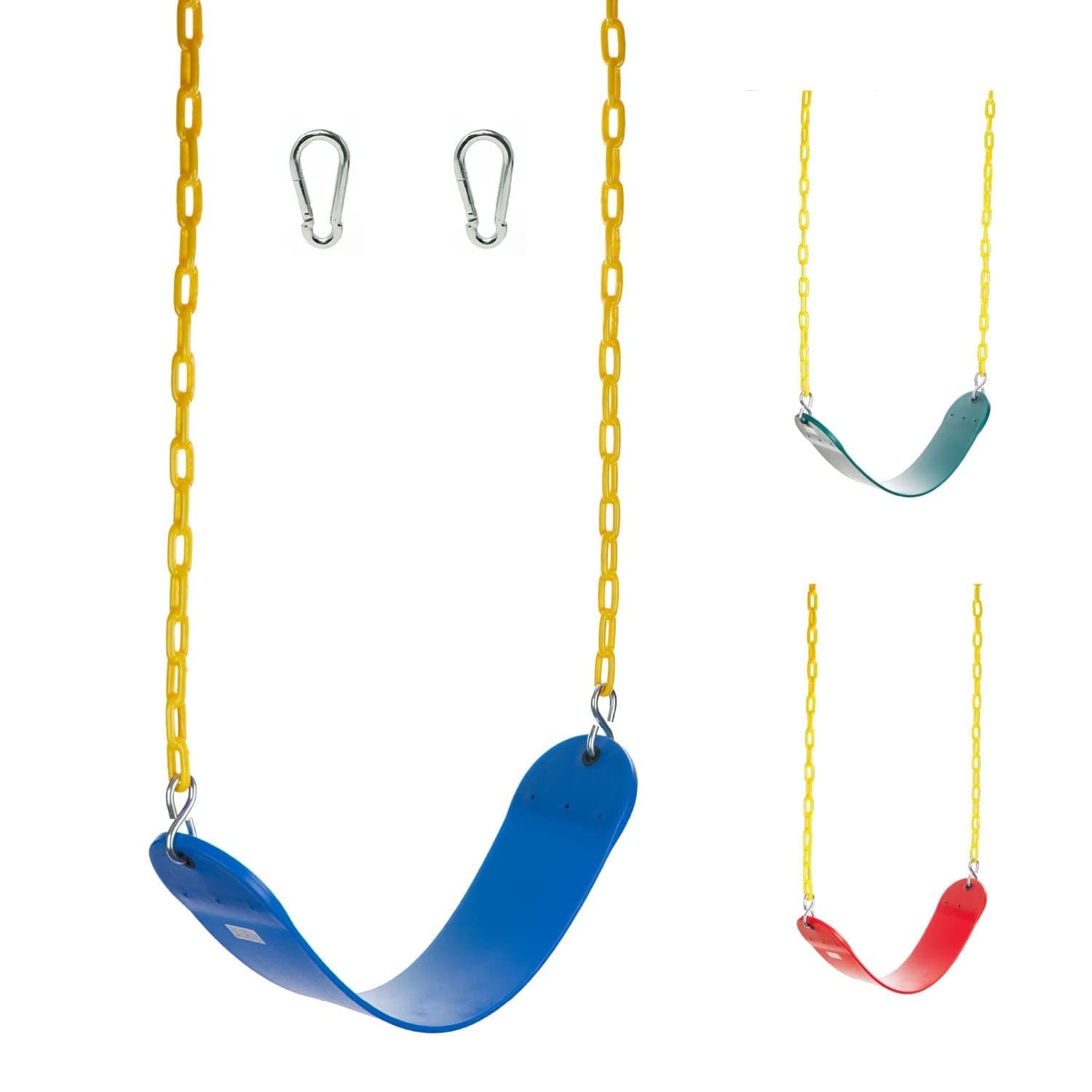 Squirrel Products Heavy Duty Strap Swing Seat - Heavy Duty Swing Seat Replacement and Carabiners for Easy Install - Blue