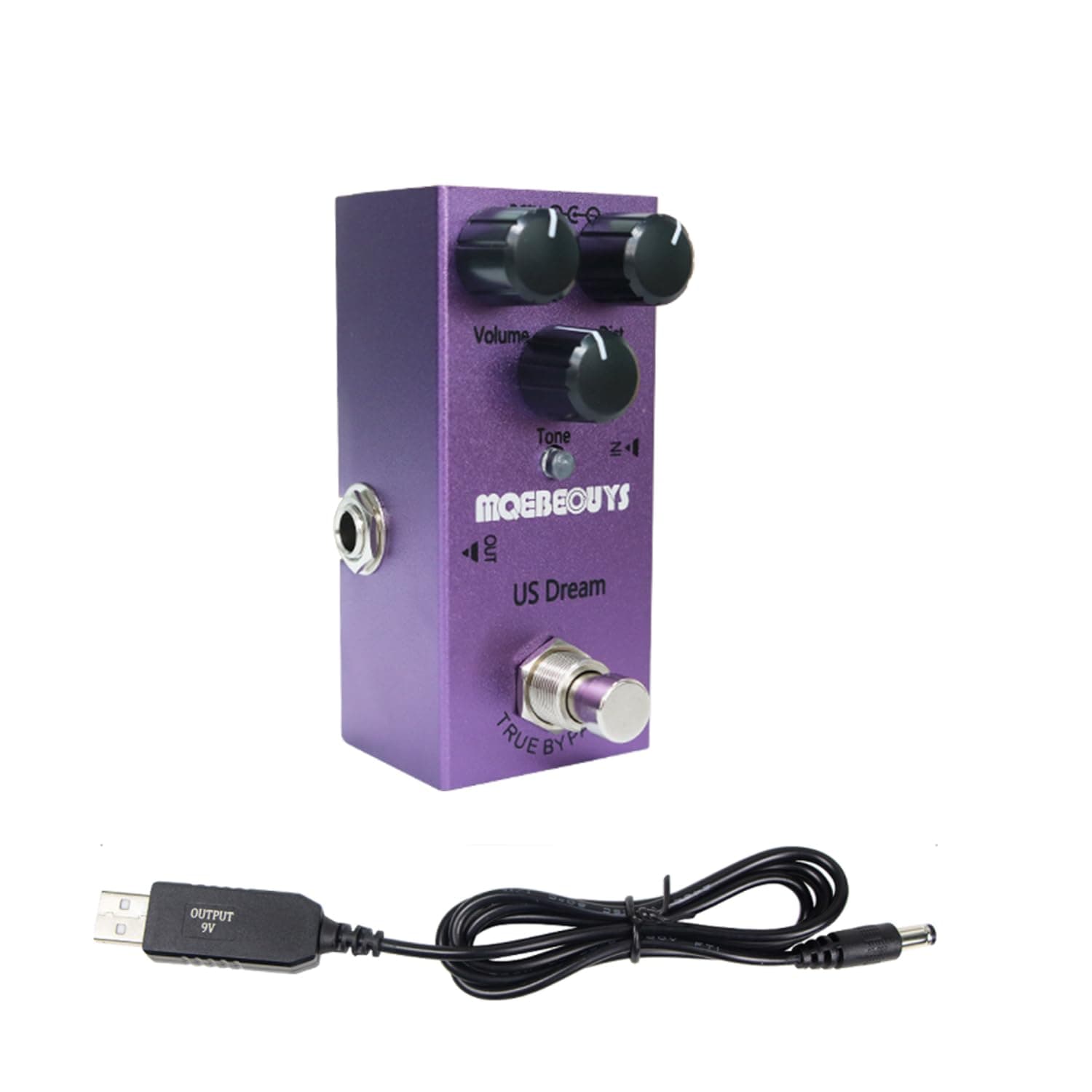 Electric Guitar Effects Pedal Mini Single Type DC 9V True Bypass Equipped with USB5V to 9V boost cable (US Dream)