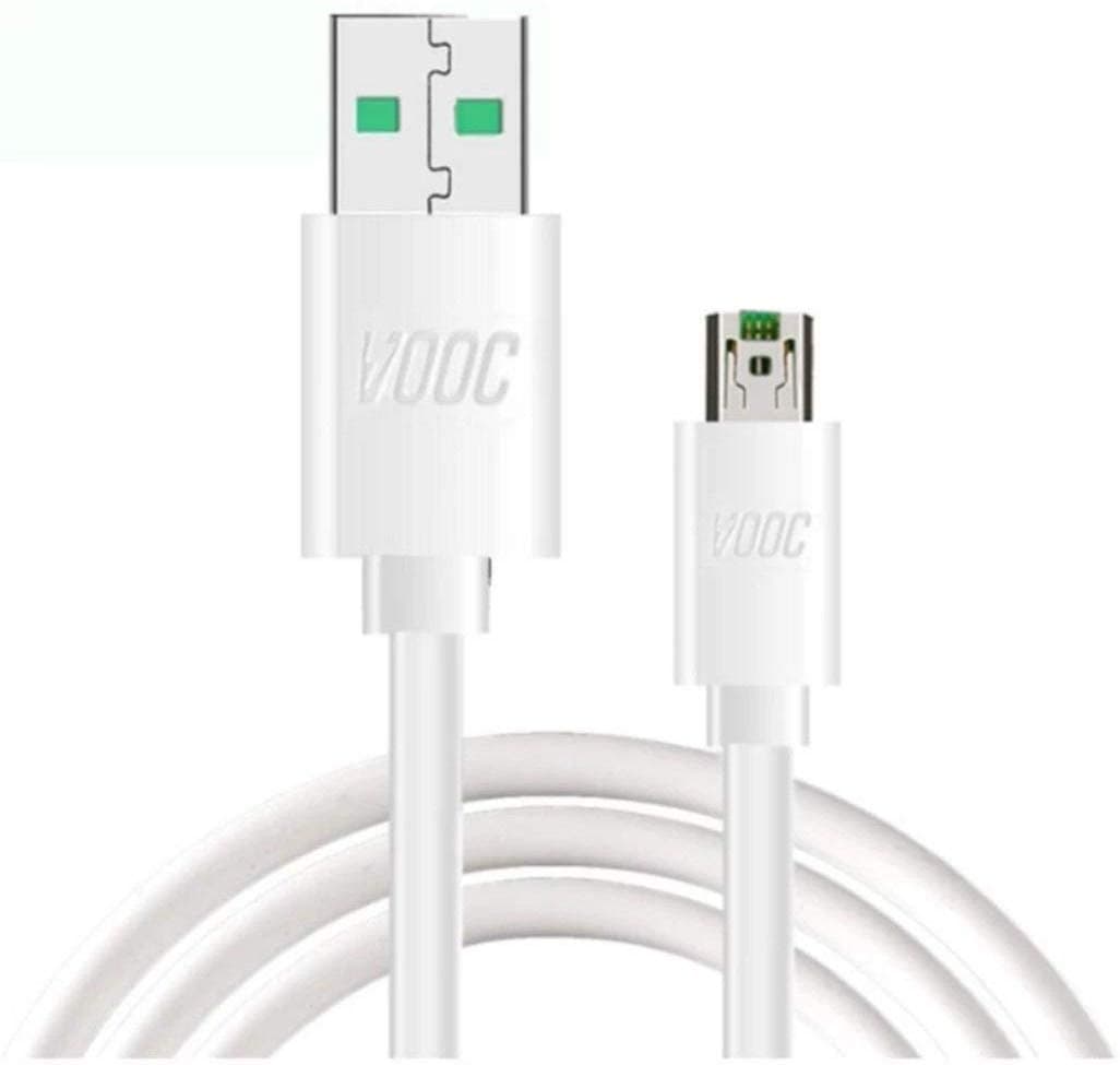 5V/4A Micro USB Vooc Super Fast Data Sync Charging Cable Compatible for Oppo F9 F9 Pro Oppo F11 Pro and All Oppo Smartphone Cellular Phones (Cable), White