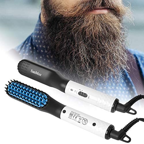 SanMoz Beard Straightener Comb - Ceramic Heating Adjustable-temp Anti-scald Beard Straightener for men