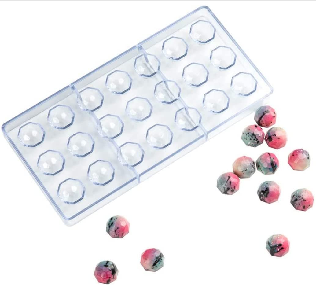 21 Cavities Diamond Shaped, Candy Making Molds, DIY Mould Cookie Tray, Clear Polycarbonate Mold for Mousse, Jelly, Candy, Chocolate