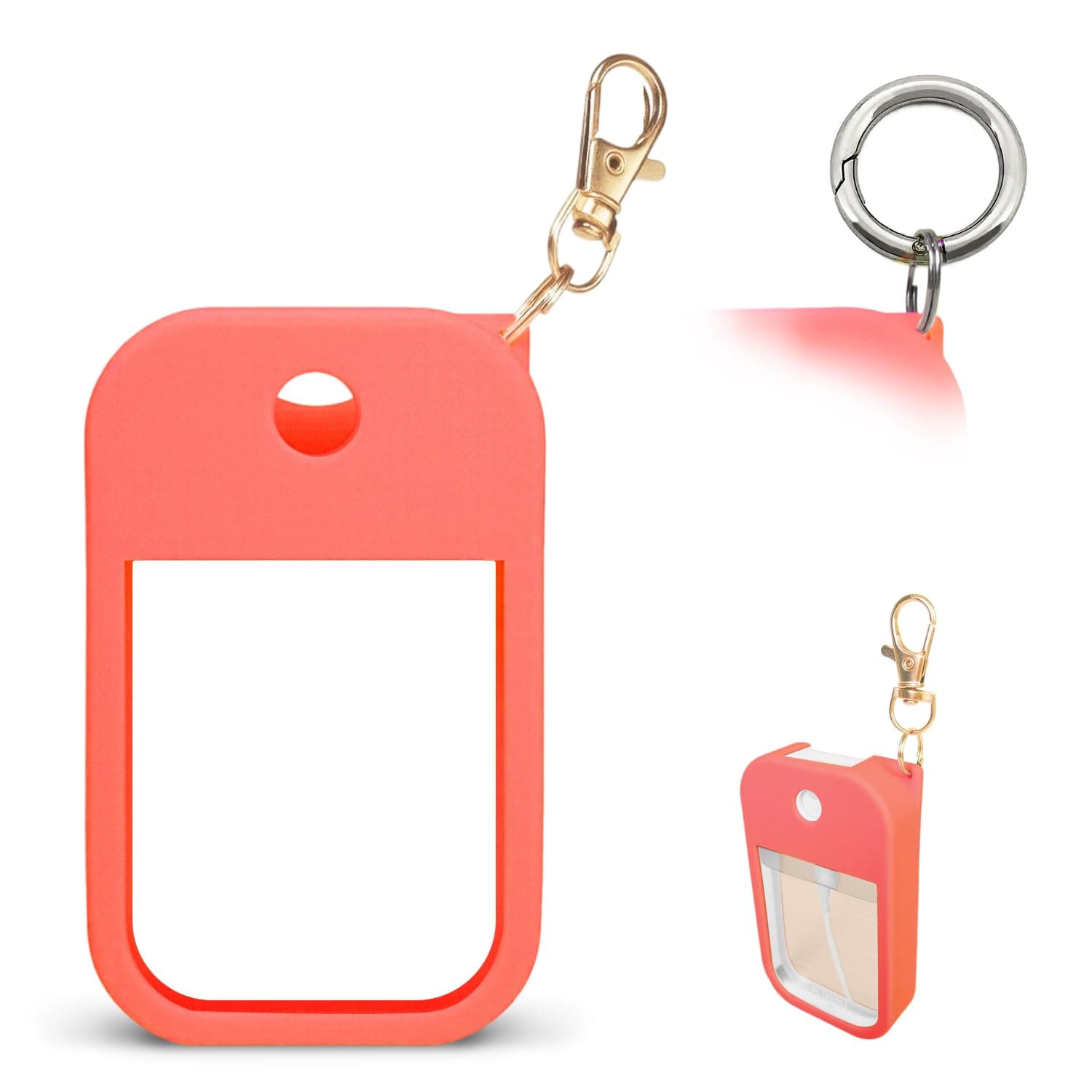 1 PC Soft Silicone Case for Touchland Power Mist (1FL. OZ./30 mL), Protective and Stylish Case with Keychain Compatible with Touchland Hand Sanitizer Spray (Red)