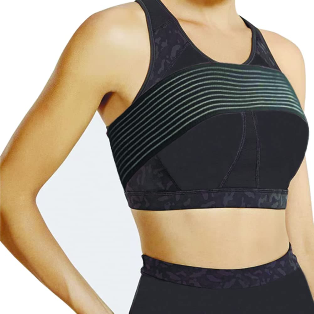 BANWMEN Post Surgical Implant Stabilizer Strap Support Brace Bandage, Breast Augmentation and Reduction Band, Chest Compression Support Band for Large Breast Exercise, Fits Most (black)