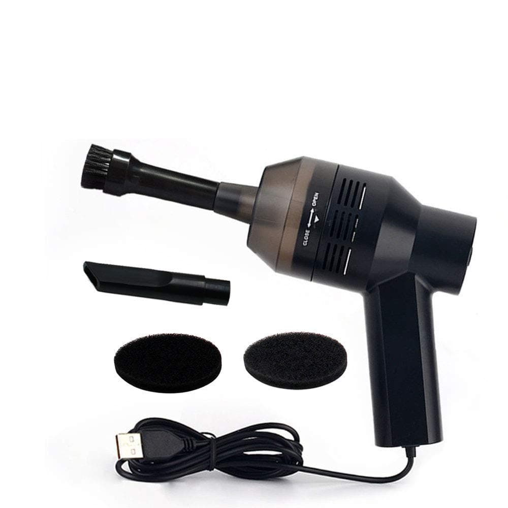 USB Mini Vacuum Cleaner Desktop Dust Cleaner Collection Tool with Brush for Cleaning Keyboard Dust,Bread Crumbs,Paper Scrap,Eraser Crunbs,Cigarette Ash,Car Device,Black