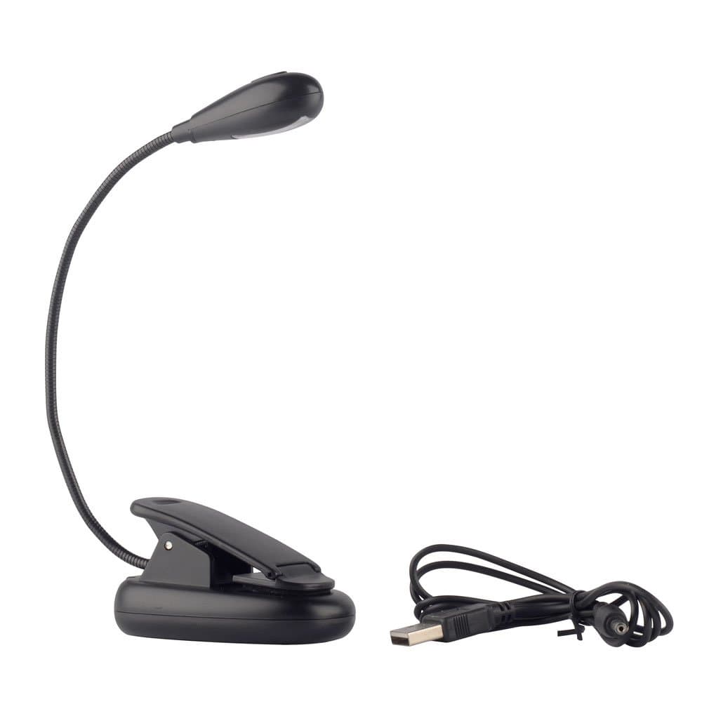 Hanerdun® 2 Bright LED Clip On Reading Light Lamp 800mAh Rechargeable Lithium Battery Black Price/Piece