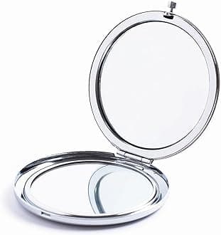 Magnifying Compact Mirror for Purses with 2 x 1x Magnification, Folding Mini Pocket Double Sided Travel Makeup Mirror,Perfect for Purse, Pocket Mirror for Gift (Silver)
