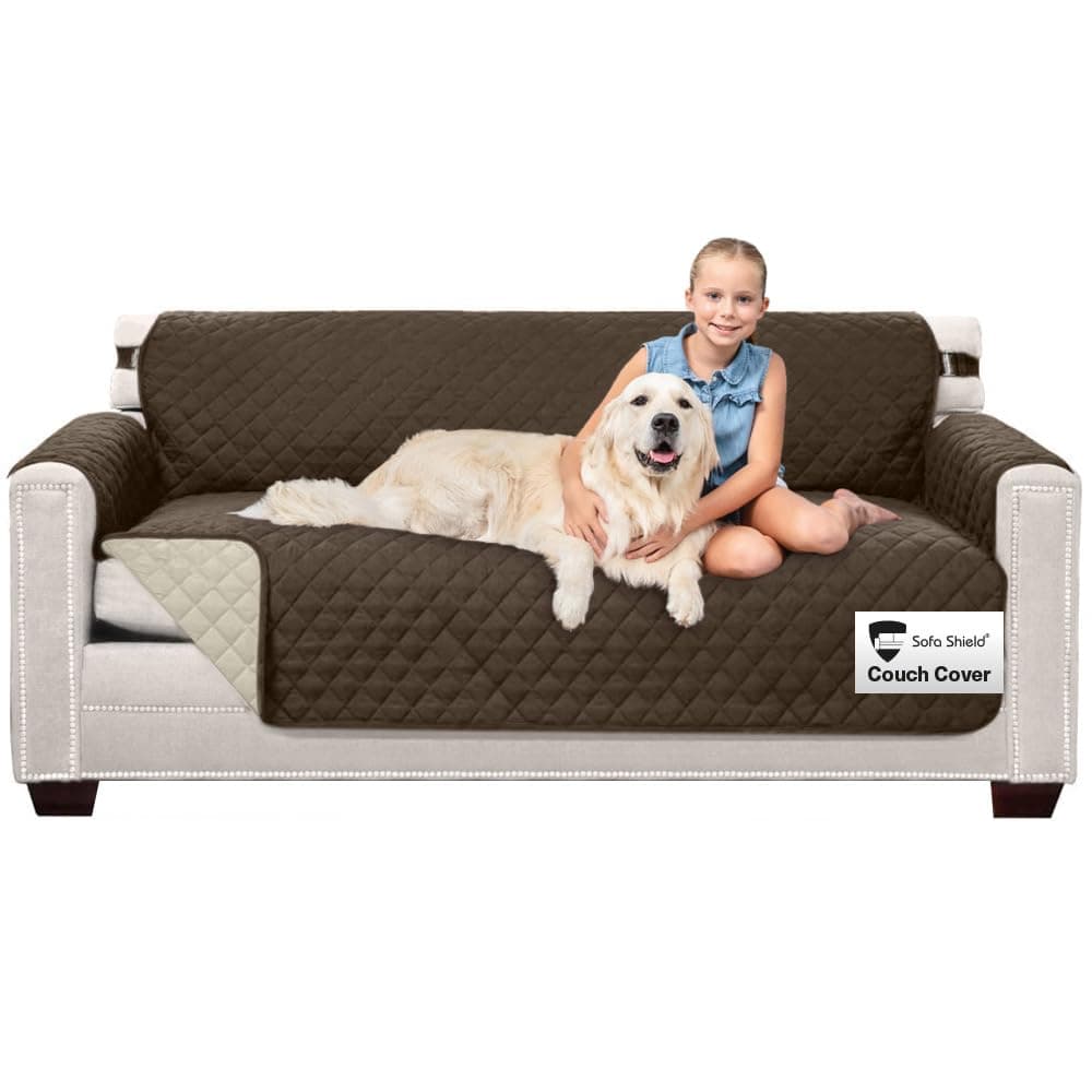 Sofa Shield Reversible Furniture Protector, Features Elastic Strap (Chocolate/Beige) ,,