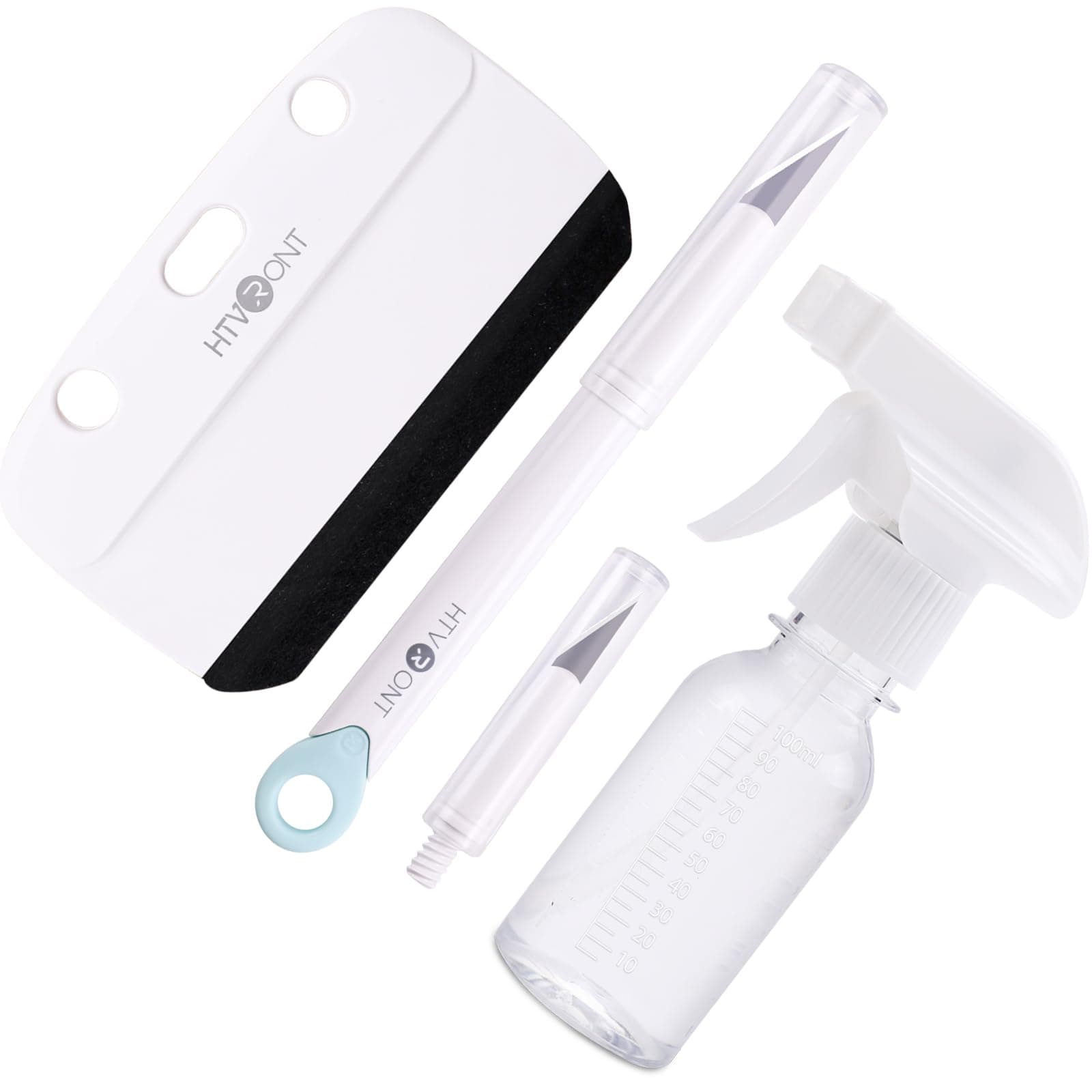 HTVRONT Window Film Kit 4 Pcs Window Peel & Stick Privacy Film Installation Easy to Apply Glass & Car Windows Tint Kit Includes Felt Squeegee Detachable Knife & 1 Extra Blade 100ML Spray Bottle White