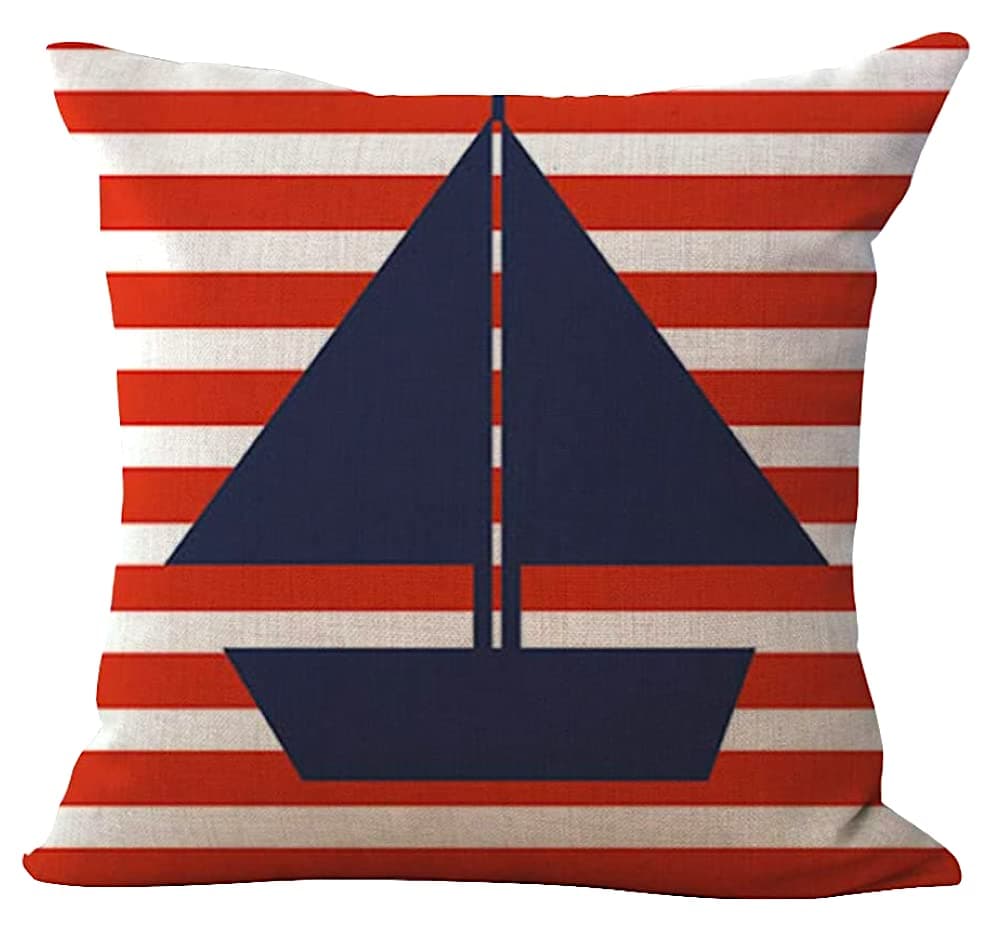 EZB Creative, Fun, Decorative, Themed Cushion Covers (Boat Red)