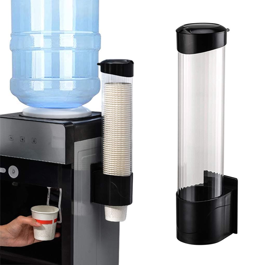 Water Dispenser Cup Holder Wall Mounted Space Saving Cup Dispenser Transparent Dustproof Cup Organizer Rack Perfect for Paper Plastic Cup Diameter 5-7.5cm,for Office, Home, School, Restaurant Use