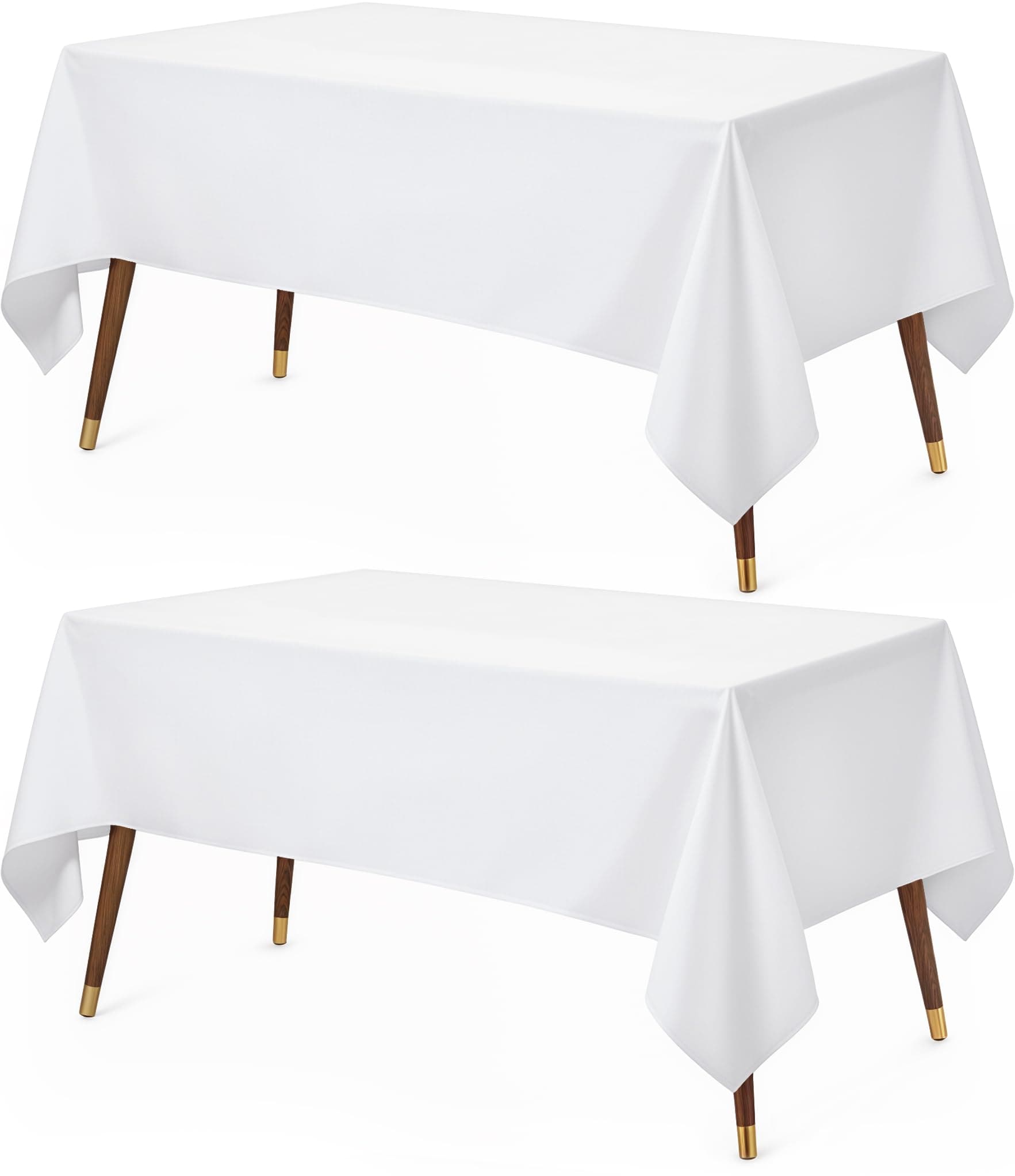 Utopia Kitchen Rectangle Table Cloth 2 Pack(60x84 Inches, White), Tablecloth Machine Washable, Polyester Table Cover for Dining, Buffet Parties, Picnics, Events, Weddings and Restaurants