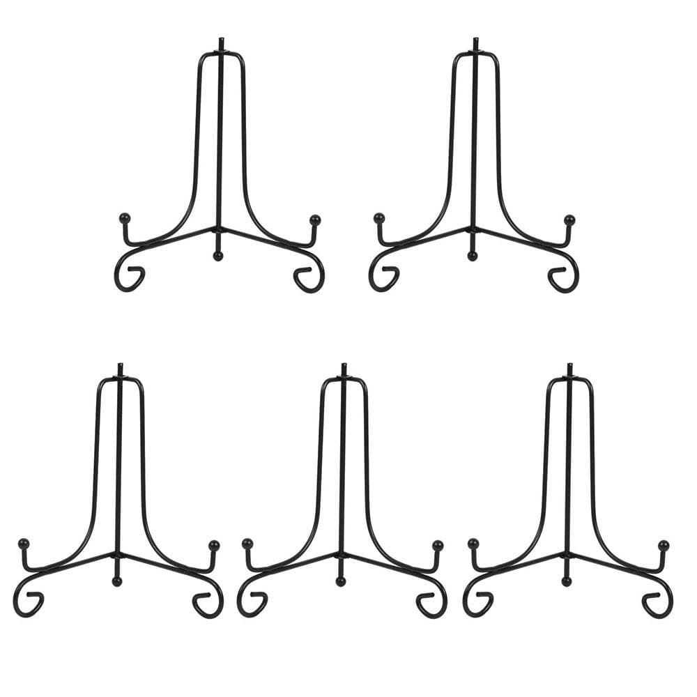 5 Pack Anti-Slip Iron Display Stand, Black Iron Easel Plate Display Photo Holder Stand, Picture Frame Holder Stand for Displaying Pictures, Plates, Books and Arts (6 inch)