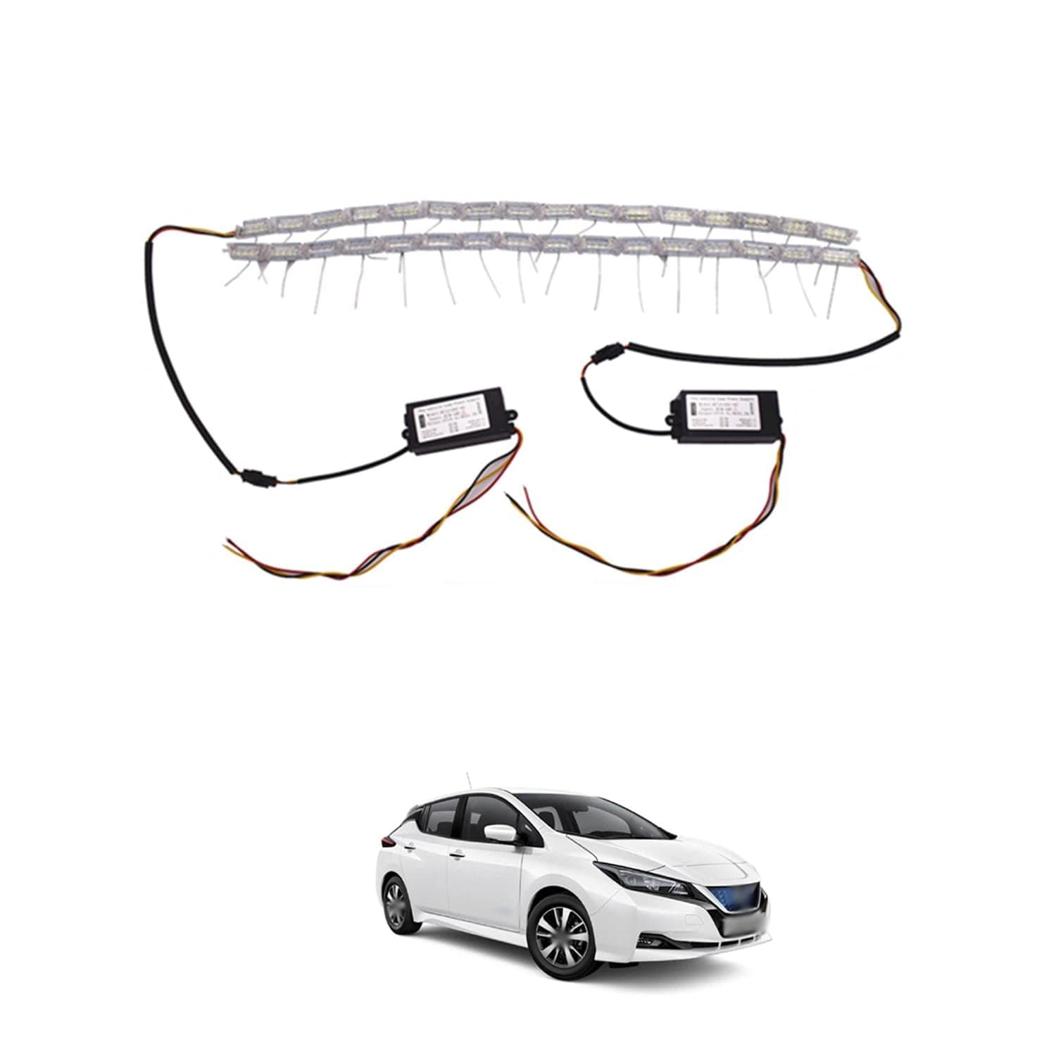 PRIKNIK Daytime Running White Light 2pc(One Pair) with Yellow Turn Signal Light 16 LED Crystal Sequential Moving Indicators DRL -Compatible with Toyota Innova Type 1 (2005-2009)