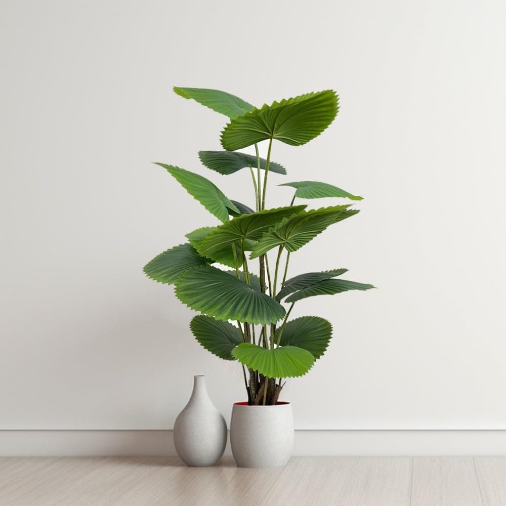 Artificial Licuala Francis Tree with 6-Inch Black Pot - Exquisite Faux Plant for Indoor Decoration 145 cm