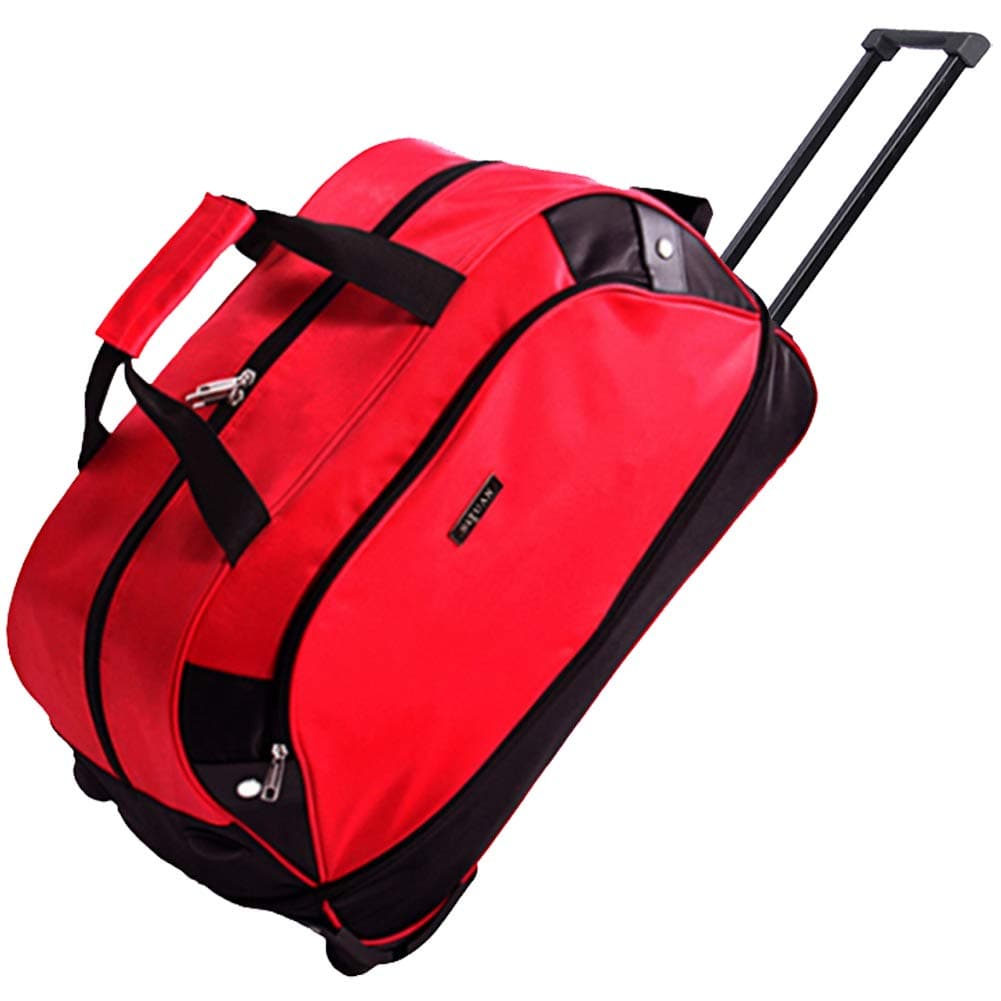 SIYUAN Travel Rolling Duffel Foldable Duffle Suitcase Rolling for Trip Travelling Red Large 24 Inches