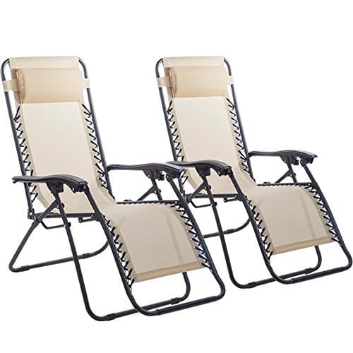 New Zero Gravity Chairs Case of 2 Lounge Patio Chairs Outdoor Yard Beach O62