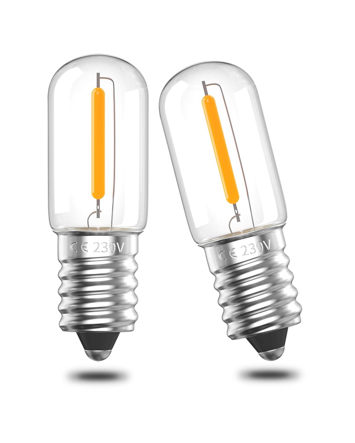 Klarlight 1W E14 LED Night Light Bulbs, Vintage Small Edison Screw SES Light Bulbs, T16 Mini Tubular Edison Tube Lights Warm White 2200K, Clear Glass, 10W Equivalent, 70 Lumen, Non-Dimmable, 2 Pack