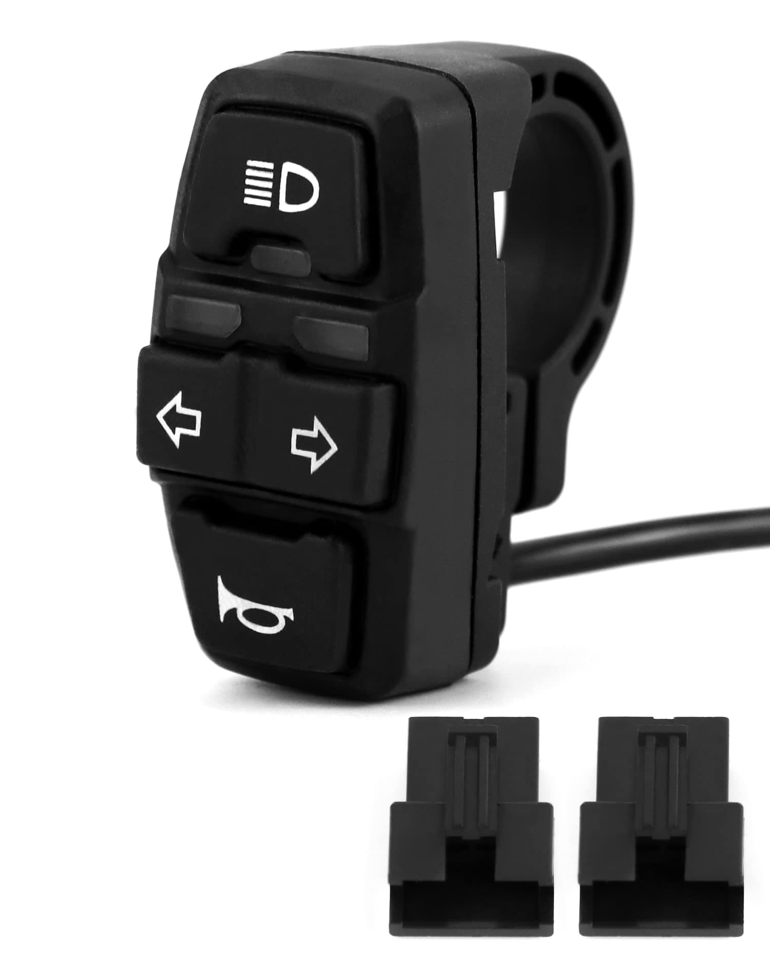 QWORK® 3 in 1 Motorcycle Handlebar Control Switch - Headlight, Turn Signal, Horn Mount on 22mm 7/8 Inch Handlebar for Motorbike, Electric Bike, E-Scooter