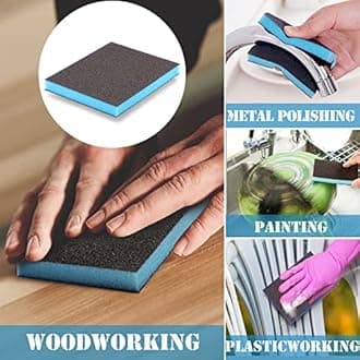 8Pcs 80 Grit Sanding Sponge, Jamiikury Coarse Sanding Blocks Washable and Reusable, Wet Dry Sandpaper Sponge for Wood Metal FurniturePaint and Drywall