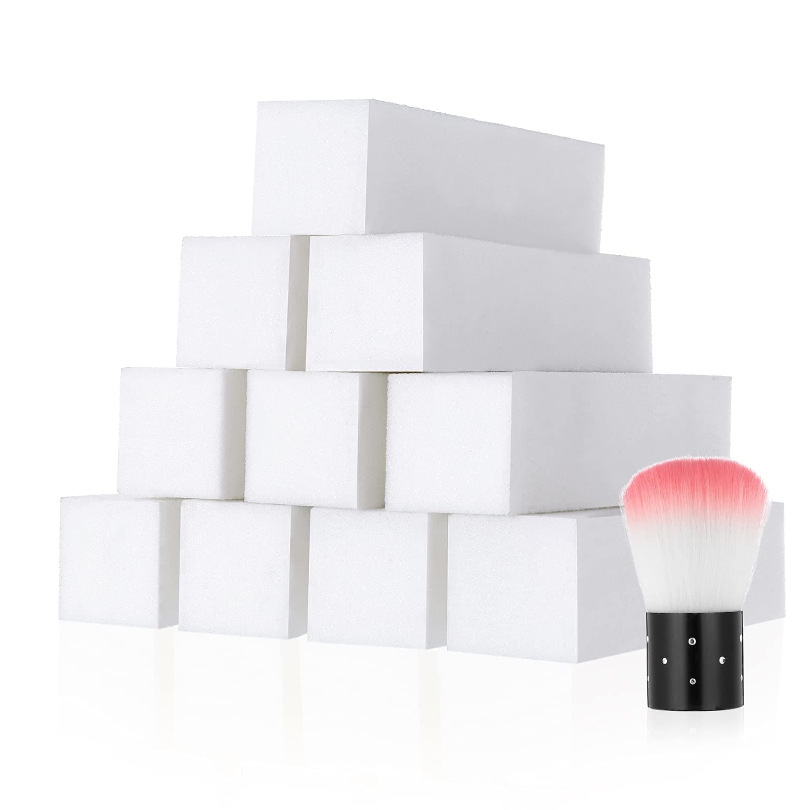10 Pieces Nail Buffer Block with Nail Brush, 4 Way Professional Nail Buffer Block 120 Grit White Nail Sanding Tools for Gel Natural Acrylic Nails