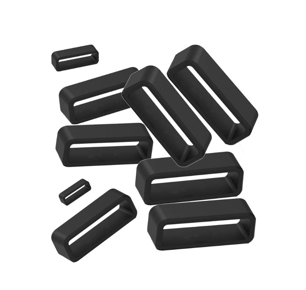 8Pcs Rubber Replacement Watch Band Strap Loops Watch Band Loop Holder Keeper Silicone Watch Strap Loops Keeper Retainer Loop 12mm 14mm 16mm 18mm 20mm 22mm 24mm 26mm(Black)