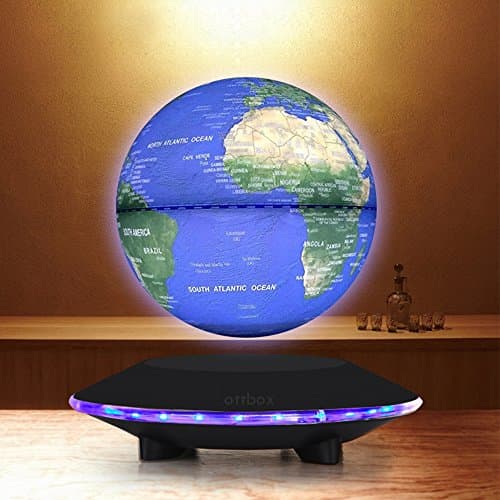 Touch Control 6Inch Floating Globe with LED Lights ，Magnetic Levitation Floating Globe World Map for Desk Decoration ，Blue Globe Black Platform LED Adjustment Lreaning EducationHome Decor