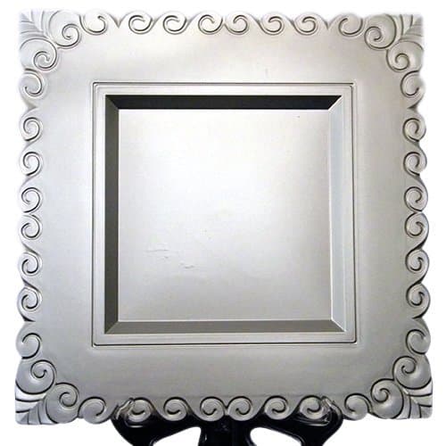 Gala Home Silver Scroll Edge Square Charger Plates, 13 inch, set of 6