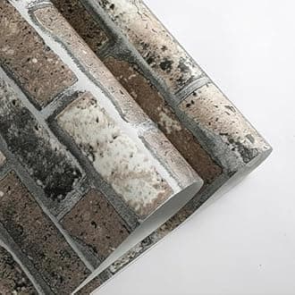 Rustic Brown 3D Brick & Stone Pattern Effect Wallpaper - Non-Woven Fabric, Industrial Anti-Fouling Texture, Vintage Slate for Living Room, Bedroom, Fireplace