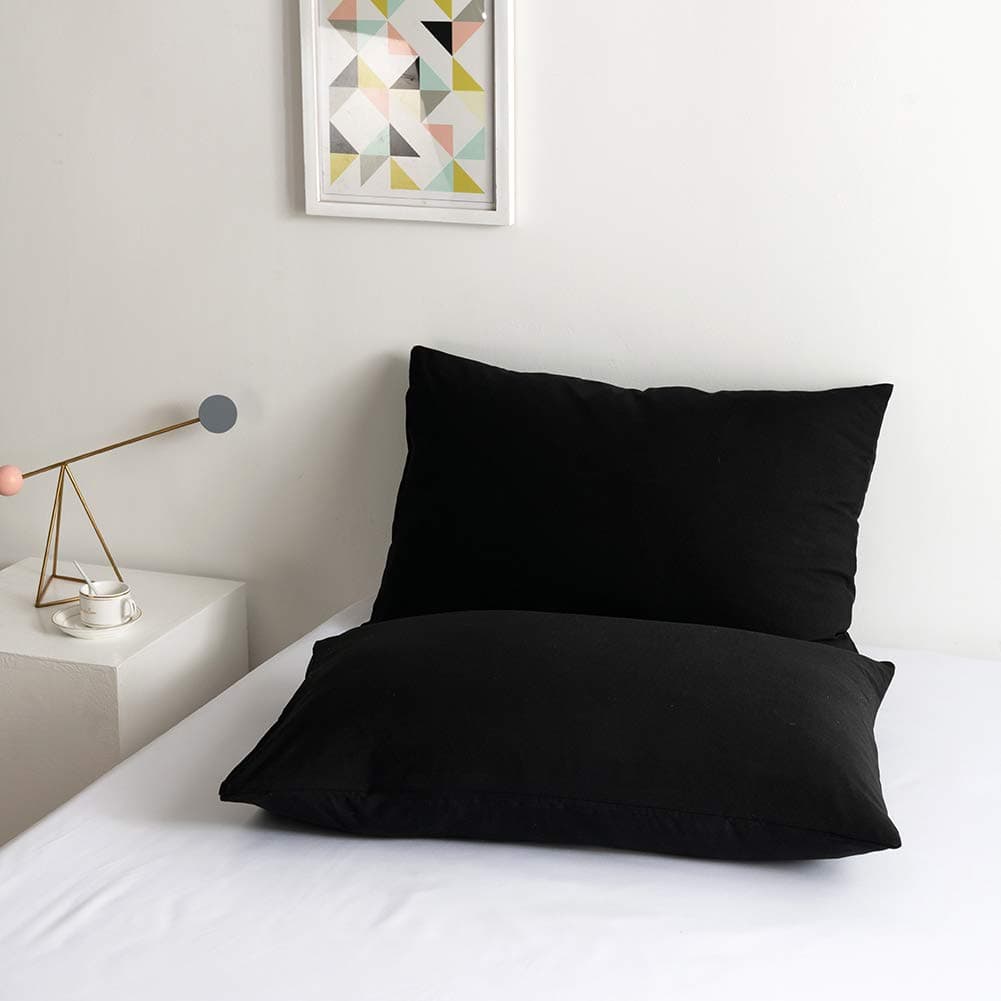 Good Nite Pillowcase 2 Pack100% Polyester Pillow Case Set for Hair and Skin Soft and Breathable Machine Washable Set of 2 Bedroom Pillow Cover 50 x 75cm (Black)