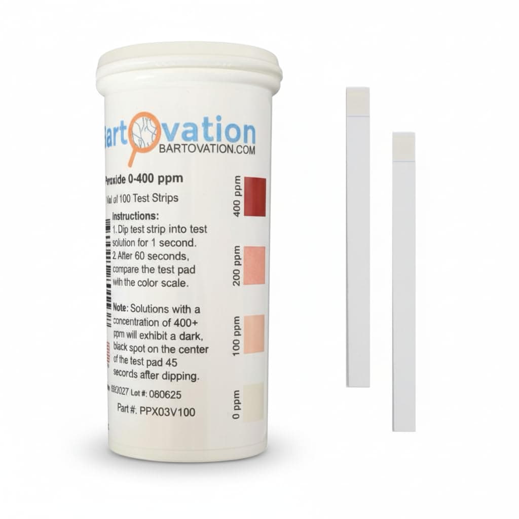 Hydrogen Peroxide H2O2 Test Strips, 0-400 ppm [Vial of 100 Strips]