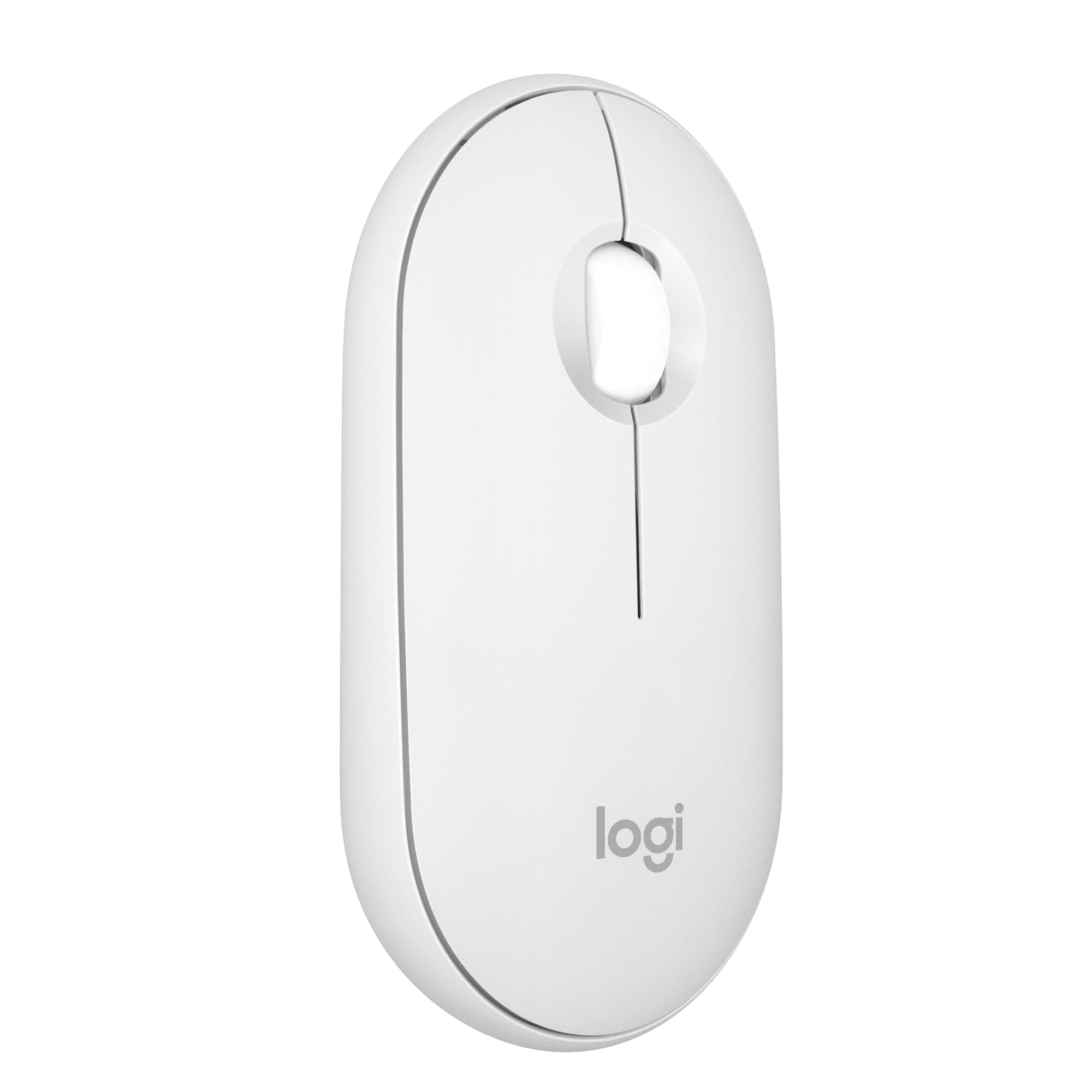 Pebble Mouse 2 M350s Slim Bluetooth Wireless Mouse, Portable, Lightweight, Customisable Button, Quiet Clicks, Easy-Switch for Windows, macOS, iPadOS, Android, Chrome OS - White