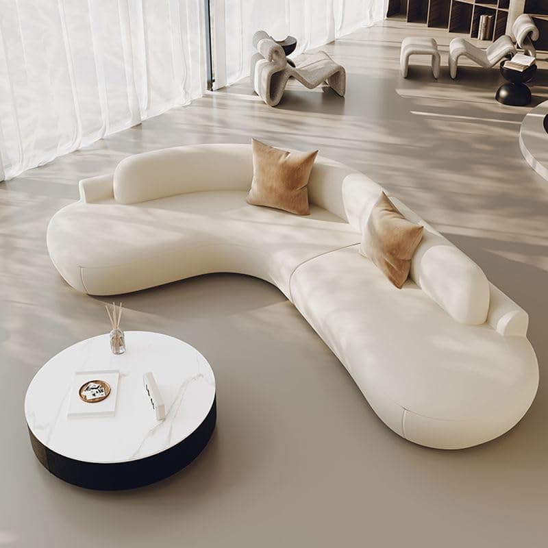 Midnight Black Curved Sectional Sofa, Left Hand Facing, Frosted Velvet Upholstery, Armless, Pillow Back, Scratch Resistant (White, 240W x 160D x 70H c)