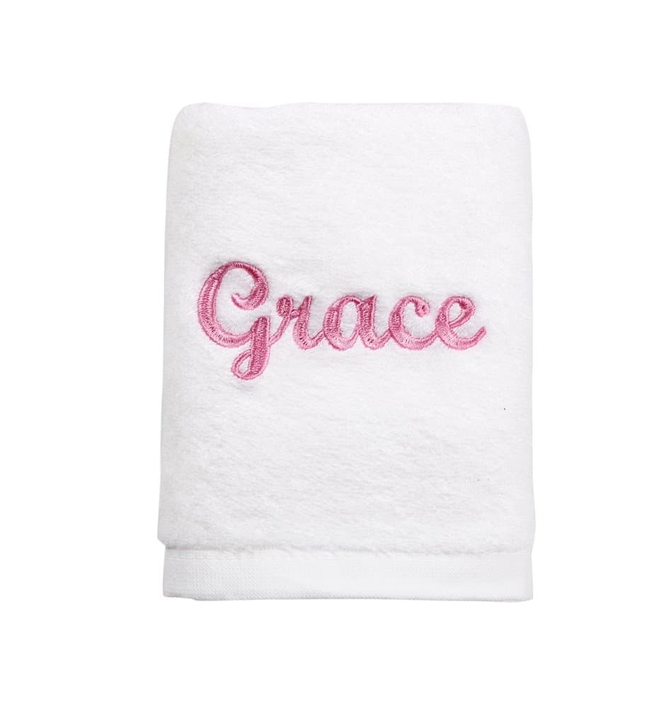 Customized Towels with Name Embroidered Hand Towels Personalized White 2pcs