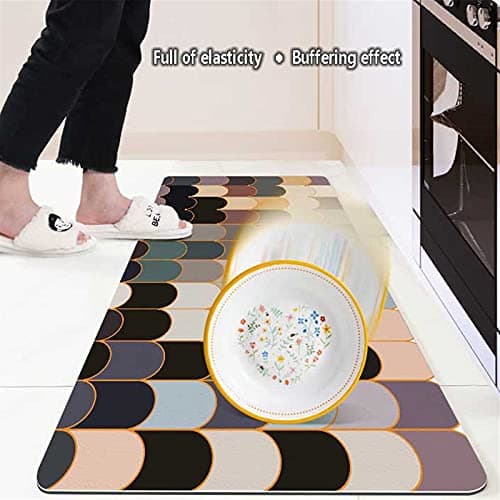 XQKXHZ Modern Kitchen Rugs, Geometric Patterns Non Slip Leather Floor Mats, PVC Waterproof Outdoor Carpet, for Home Bedroom Living Room Bath Area Rugs, Customizable,140x800cm