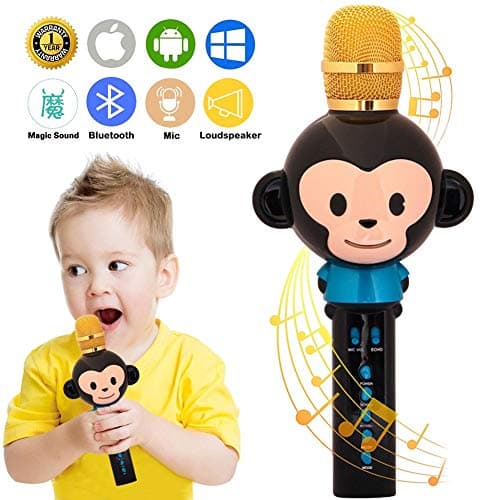 Gaobige Microphone for Kids Karaoke Microphone Bluetooth Wireless Microphone Portable Handheld Karaoke Machine Toys Gifts Singing Recording Home KTV Party iPhone Android PC Smartphone (Black)