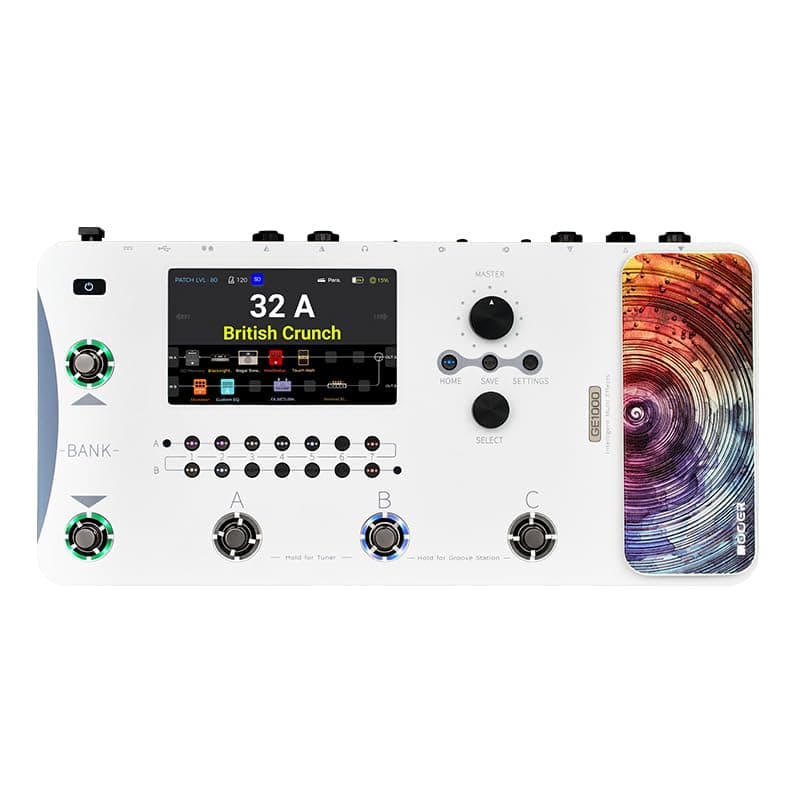 GE1000 Li White Guitar Multieffects Pedal Dual Effects Chains Processor with AI Equalization, 5" Touch Screen, 300+ Effects, Third-brand IRs, Stereo Sound Out Put, XLR, MIDI Port, Guitar/Bass
