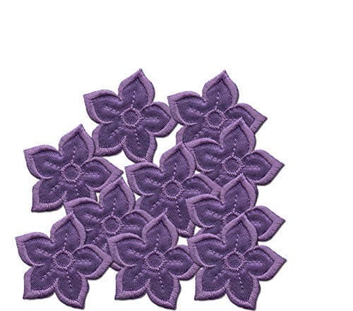 Iron On Patches -Extra Strong Glue Light Purple Flower Patch 10 pcs Iron On Patch Embroidered Applique A-42