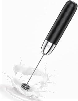 Maestri House Rechargeable Milk Frother, Handheld Electric Foam Maker Detachable Stainless Steel Whisk Drink Mixer Foamer Mini Blender for Matcha, Lattes, Cappuccino, LunaFro Mini（Black and Silver）