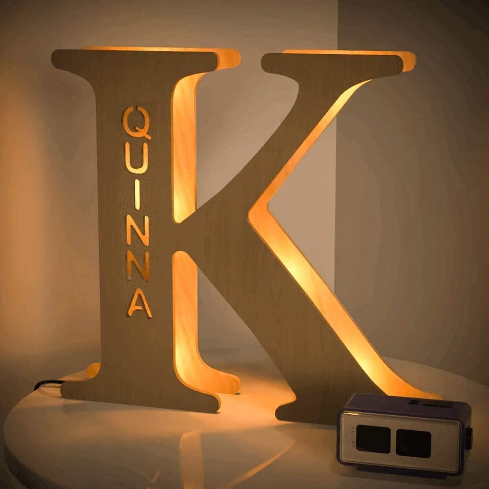 VEELU Custom Marquee Light Up Letters Personalized Letters for Wall Decor Wooden Engraved Name Lights for Christmas Wedding - Best Gift for Family Lovers Friends