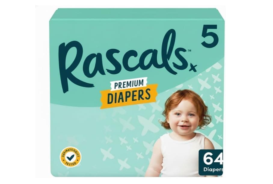 Rascals Premium Diapers (Size,5 Count 64) White