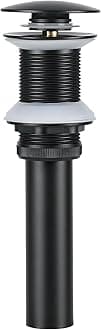ESFORT Bathroom Sink Drain Stopper, Vessel Sink Pop Up Drain Without Overflow, Matte Black