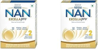 EXCELLAPRO NAN Stage 2 Follow-Up Formula Milk Powder For Infant Babies (After 6 Months), With DHA-ARA | 400G | Bag-In-Box Pack (Pack Of 2)