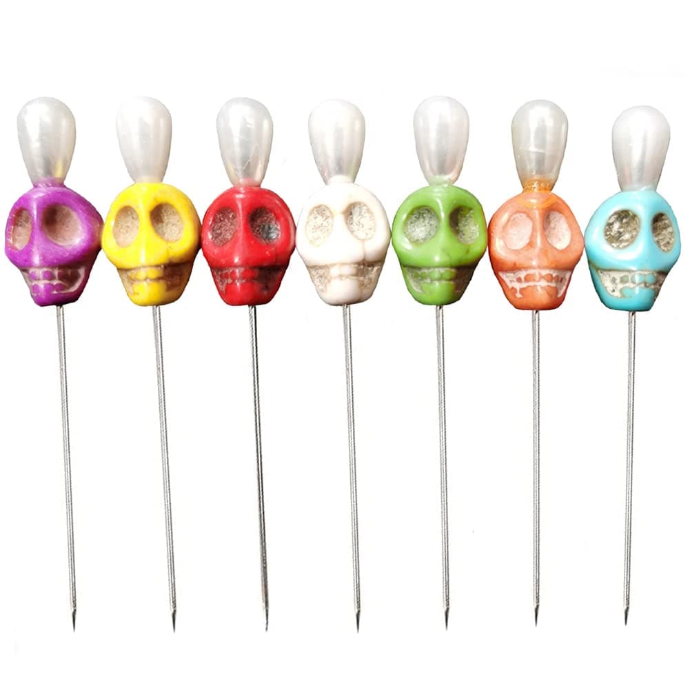 Skull Top Pins for Voodoo Dolls, 7 Pcs