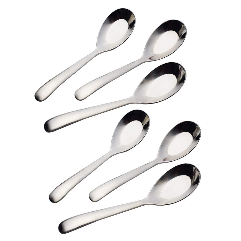 6-Piece Soup Spoon Set Chinese Spoon Flatware Stainless Steel Mirror Polishing 6.5-Inch 16.5cm, Ideal for Home Kitchen and Restaurant