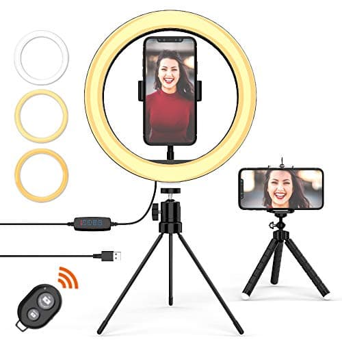 10" Ring Light, 120 Bulbs Ring Light with Phone Holder, Selfie Ring Light, 3 Lighting Modes and 10 Brightness Levels. Dimmable Ring Light for Makeup, YouTube Video, Live Stream, Vlog, Selfie