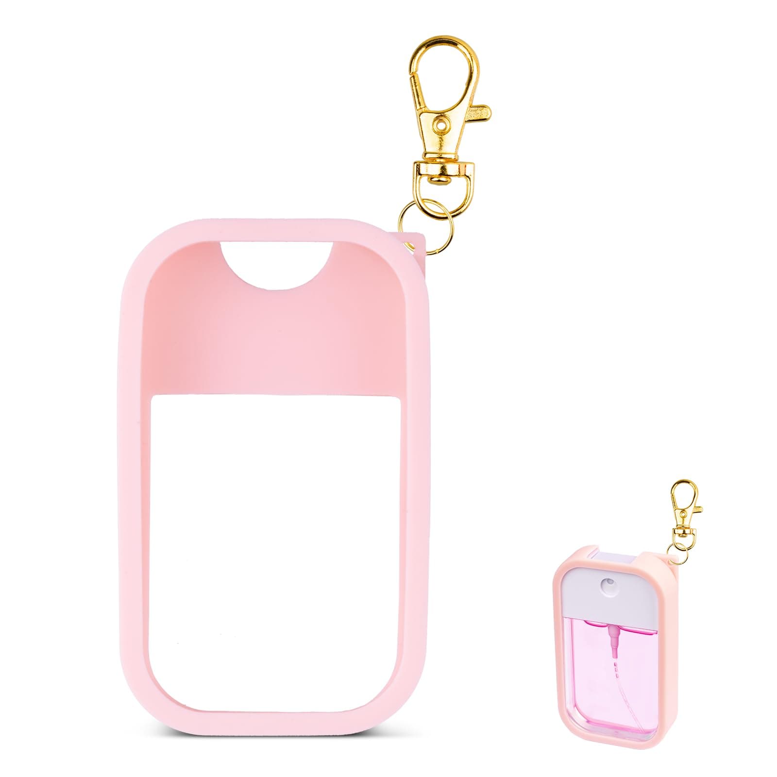 TERPINK Silicone Case Compatible with Touchland Hand Sanitizer Spray, Protective Case with Keychain for Power Mist and Glow Mist 1 fl oz, Hand Sanitizer Spray Accessory (Pink, 1 Pack)