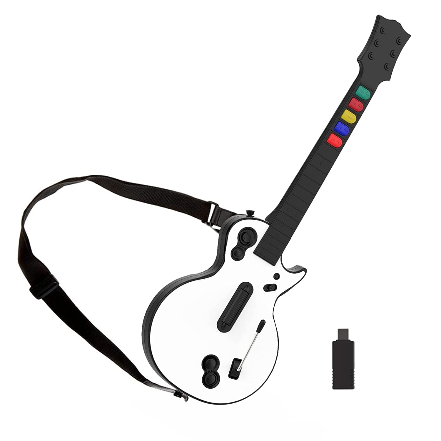 Doyo Guitar Hero Controller For Pc/Ps3, Wireless 3/4/5 And Rock Band 1/2 Games, With Straps (Five Keys/White)
