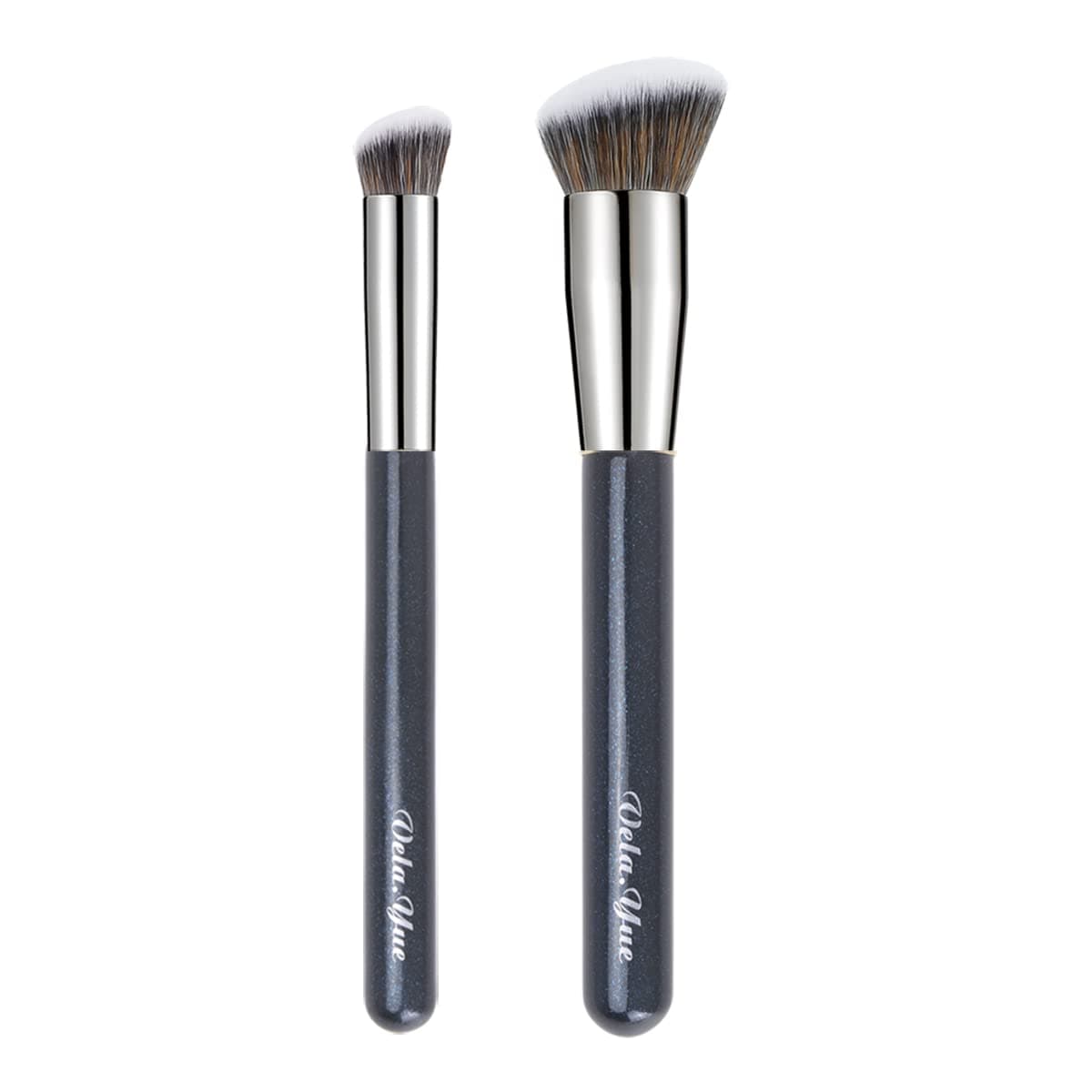 Vela.Yue Foundation Concealer Brush 2pcs Makeup Brushes Set for Contouring Blending Buffing Liquid Cream Mineral Makeup