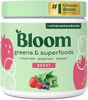 Bloom Nutrition Super Greens Powder Berry (30 Servings) Blends Probiotics, Digestive Enzymes, Spirulina, and Chlorella to Support Women’s Gut Health, Reduce Bloating, and Improve Digestion Naturally